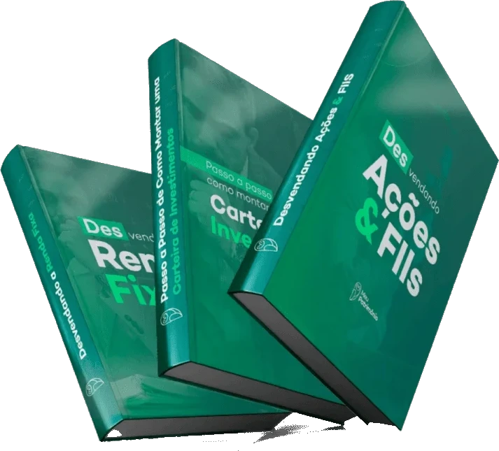 Combo de três ebooks da Meu Patrimônio: Desvendando a Renda Fixa, Desvendando Ações e FIIs e Passo a Passo de Como Montar uma Carteira de Investimentos